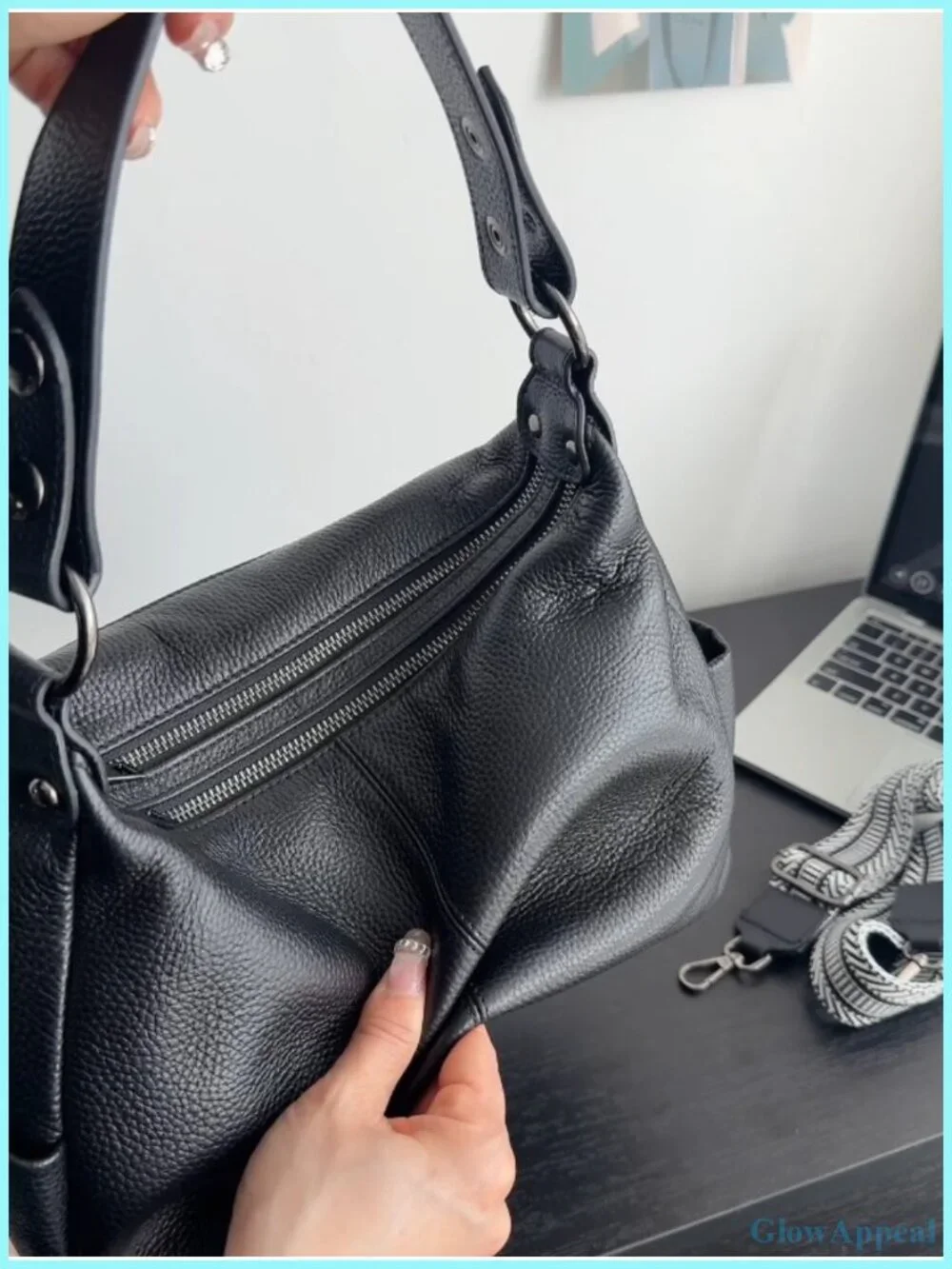 Genuine Leather Hobo Bag Crossbody with 3 Adjustable Straps